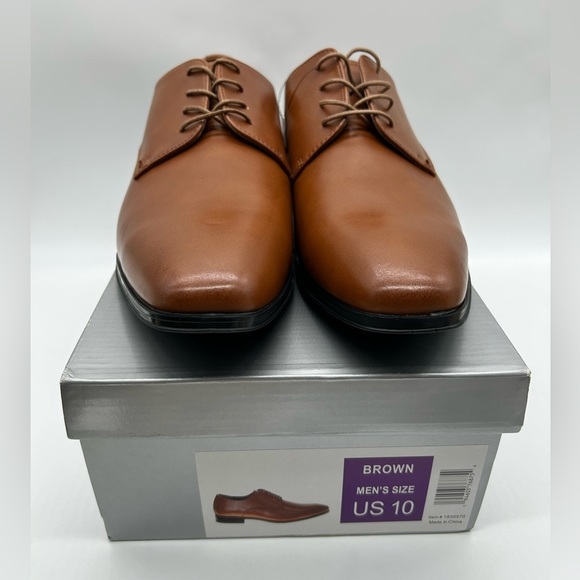 Perry Ellis Men’s Brown Leather Dress Shoes – Size 10 – Classic Lace-Up NWT main image 12